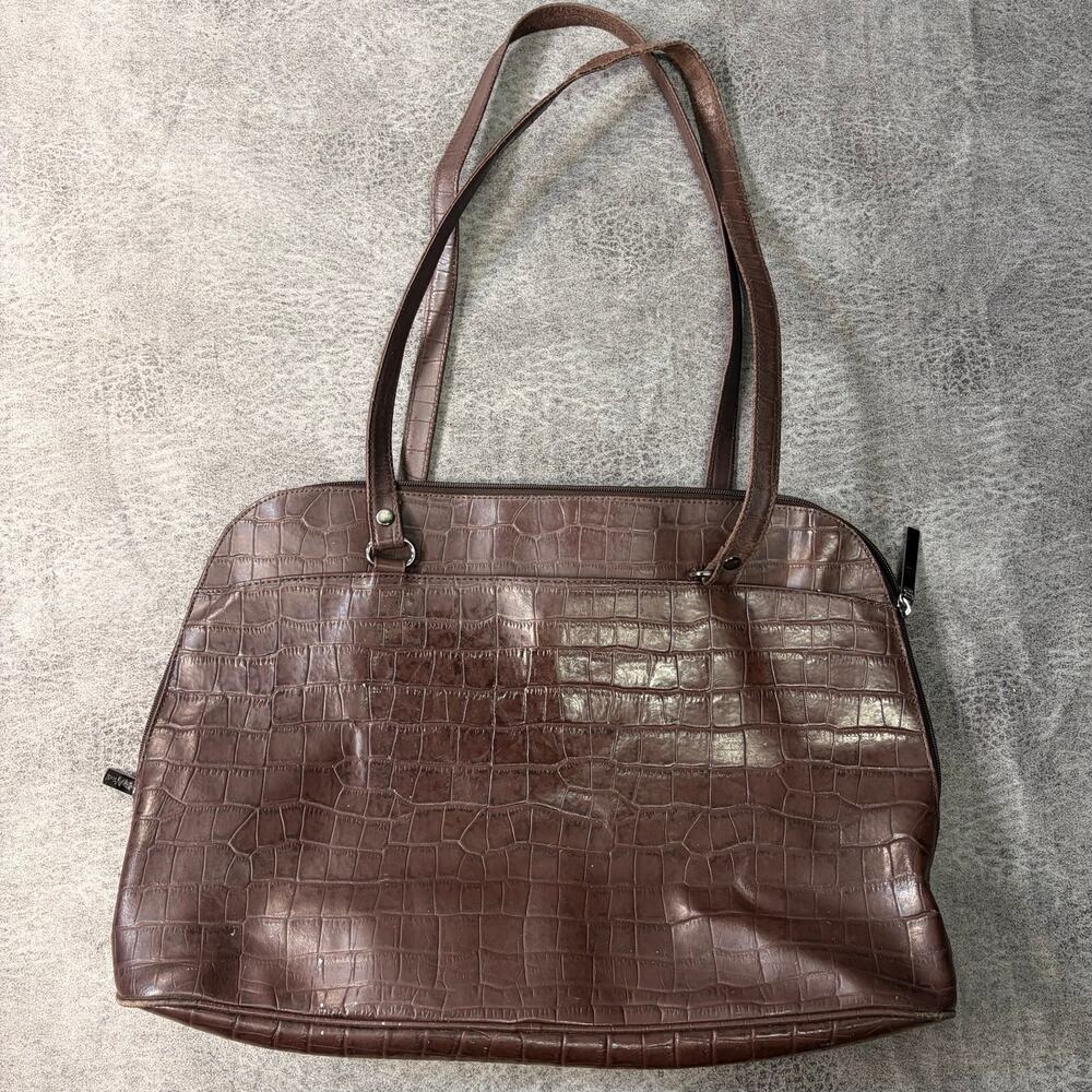 Preston & York Brown Crocodile Embossed Shoulder Bag